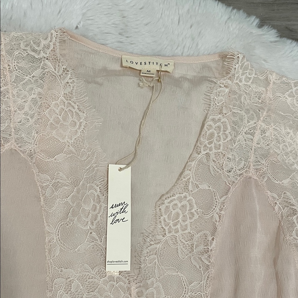Love Stitch Soft Pink Lace Blouse - Picture 2 of 8